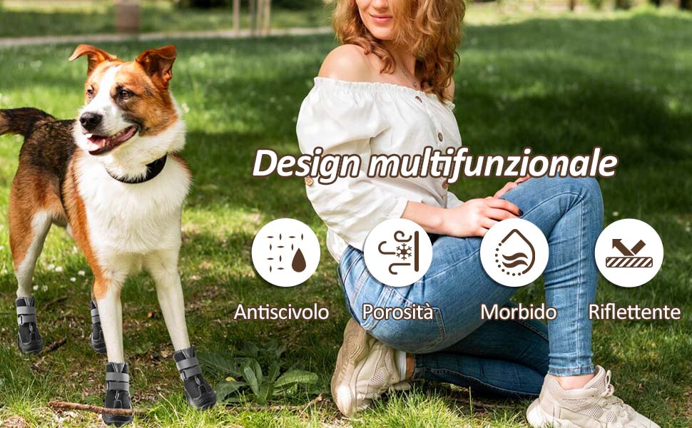 Водонепроникні чоботи для собак з світловідбиваючими ременями, антиковзка гумова підошва, захист лап, для малих, середніх та великих собак (L, B-Чорний-дихаючий)