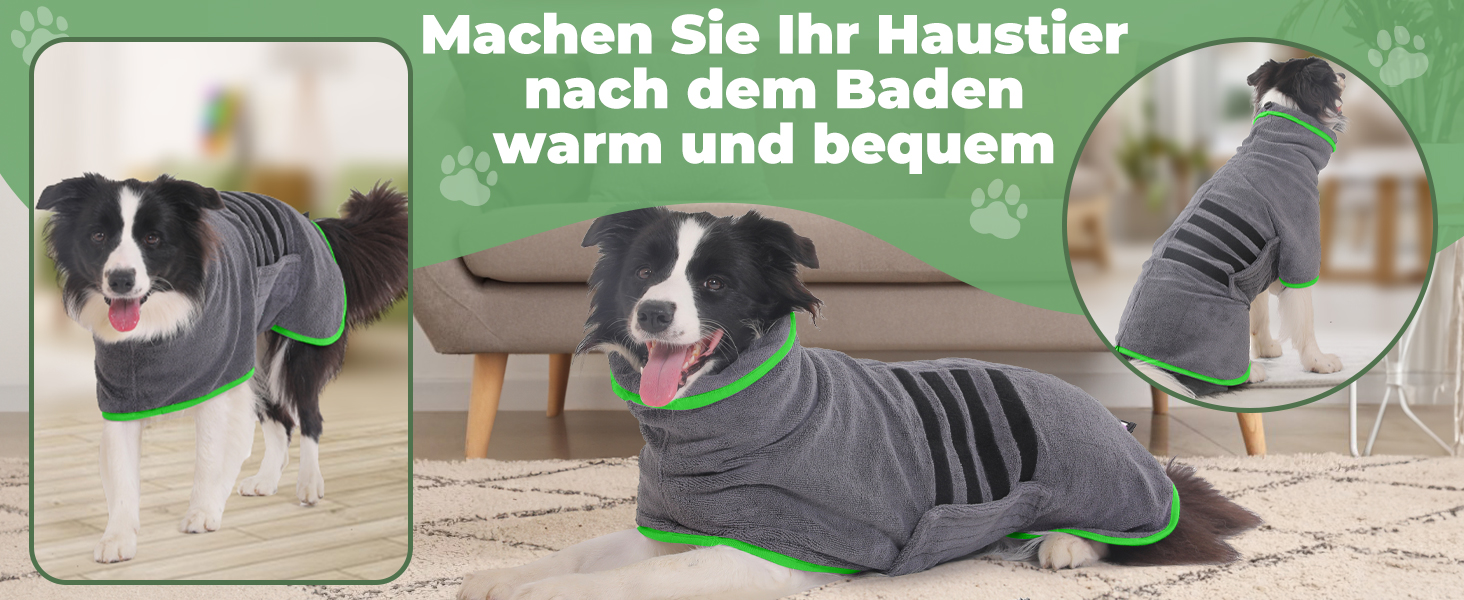 Рушник для собак, мікрофібра, середні та великі породи - сірий, швидко сохне, супер вбираючий, для собак та котів (чорний, M, сірий (зелена сторона))