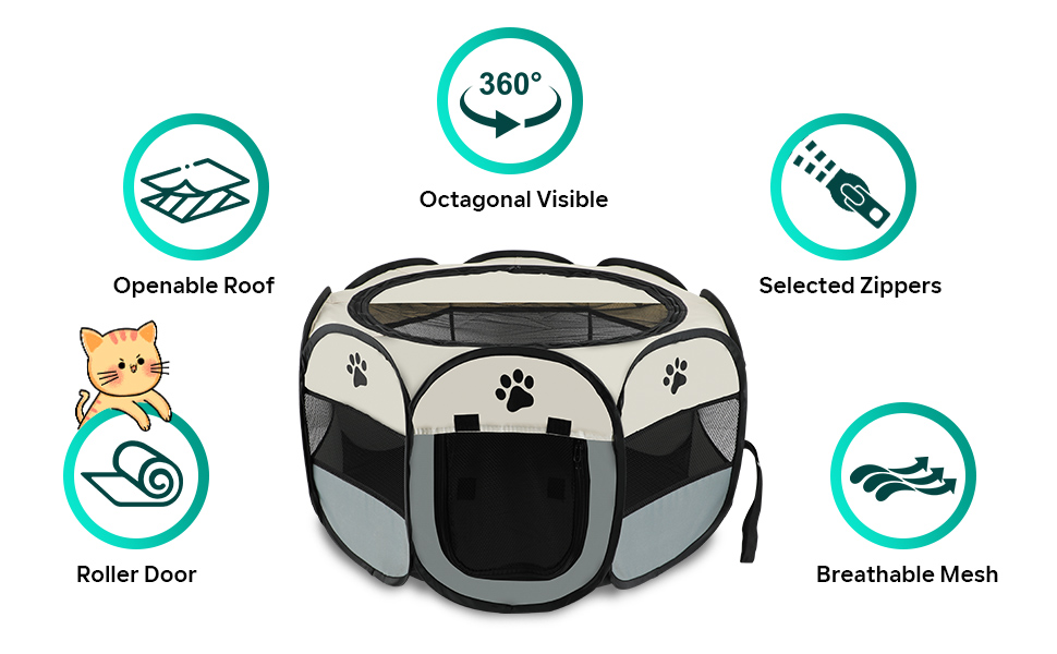 Клітка-забіг для цуценят SAN LIKE 73x73x43 см, портативна клітка для собак, котів, кроликів, для дому та вулиці