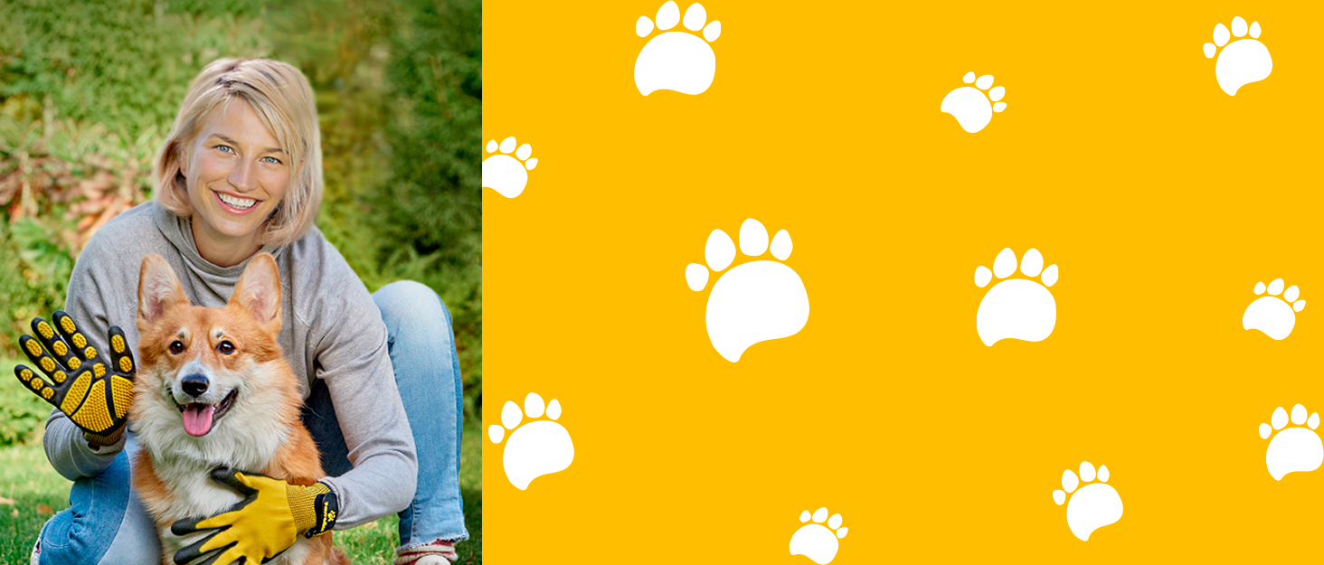 Рукавичка для видалення шерсті Pat Your Pet Tierhaarentferner - рукавичка для грумінгу котів, собак та коней, жовта