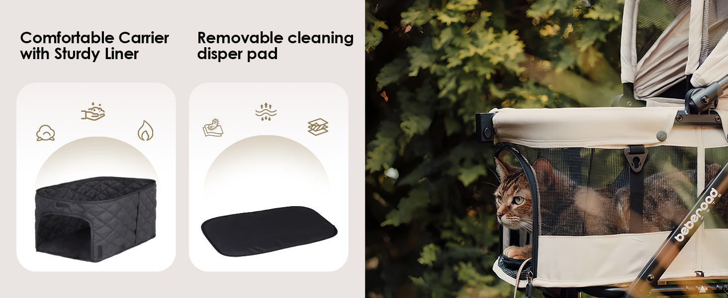 Дитяча та переносна коляска 3 в 1 для собак та котів T3, чорна