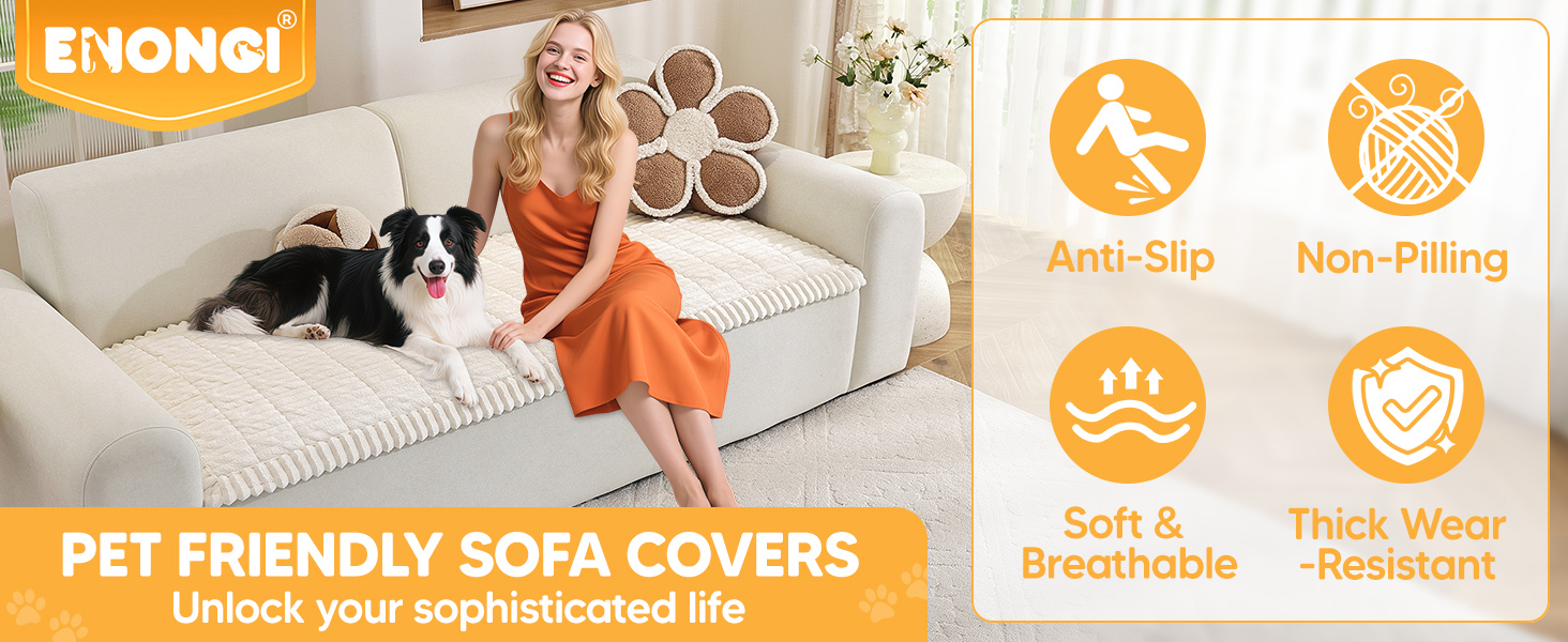 Плед на диван для собак, фланелевий, 70 x 180 см, бежевий. М'який, зручний, антиковзаючий, для захисту дивана від шерсті та бруду. Можна прати в машині.