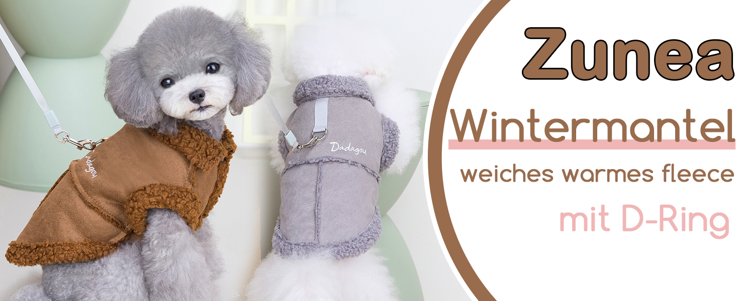 Зуена Теплий зимовий одяг для собак, флісова куртка для маленьких собак, теплий одяг для цуценят, м'який жилет для домашніх тварин з кільцем D, вітронепроникний одяг для холодної погоди для Чихуахуа, Йорка, сірий, XL