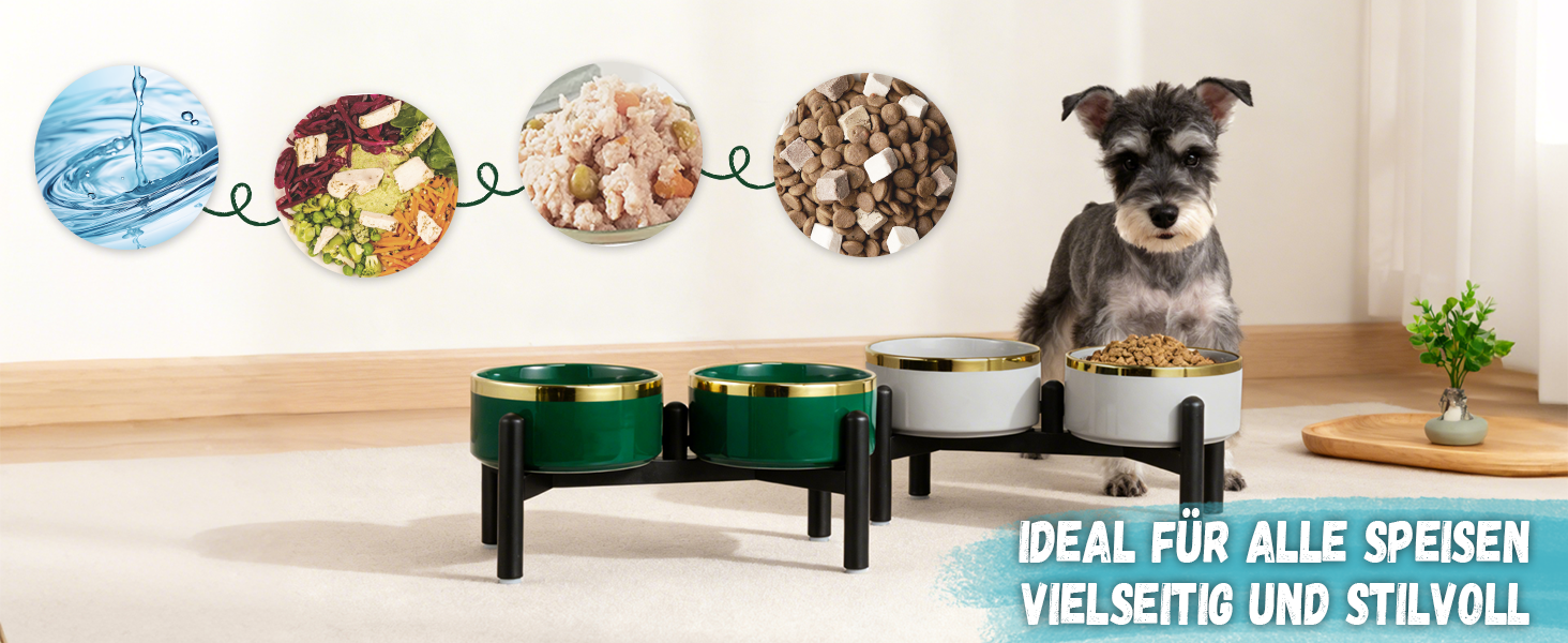 Керамічна годівниця для собак на підставці з нержавіючої сталі - подвійний набір мисок для собак, невеличких та середніх порід - неслизький набір мисок для корму та води - 350г / 660мл - 15см - сірий M сірий