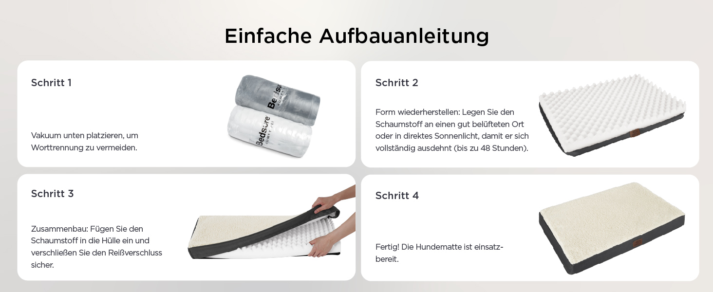 Ортопедичне ліжко для собак BEDSURE - великі породи, 91x69x8 см, м'яке, миється, сіре
