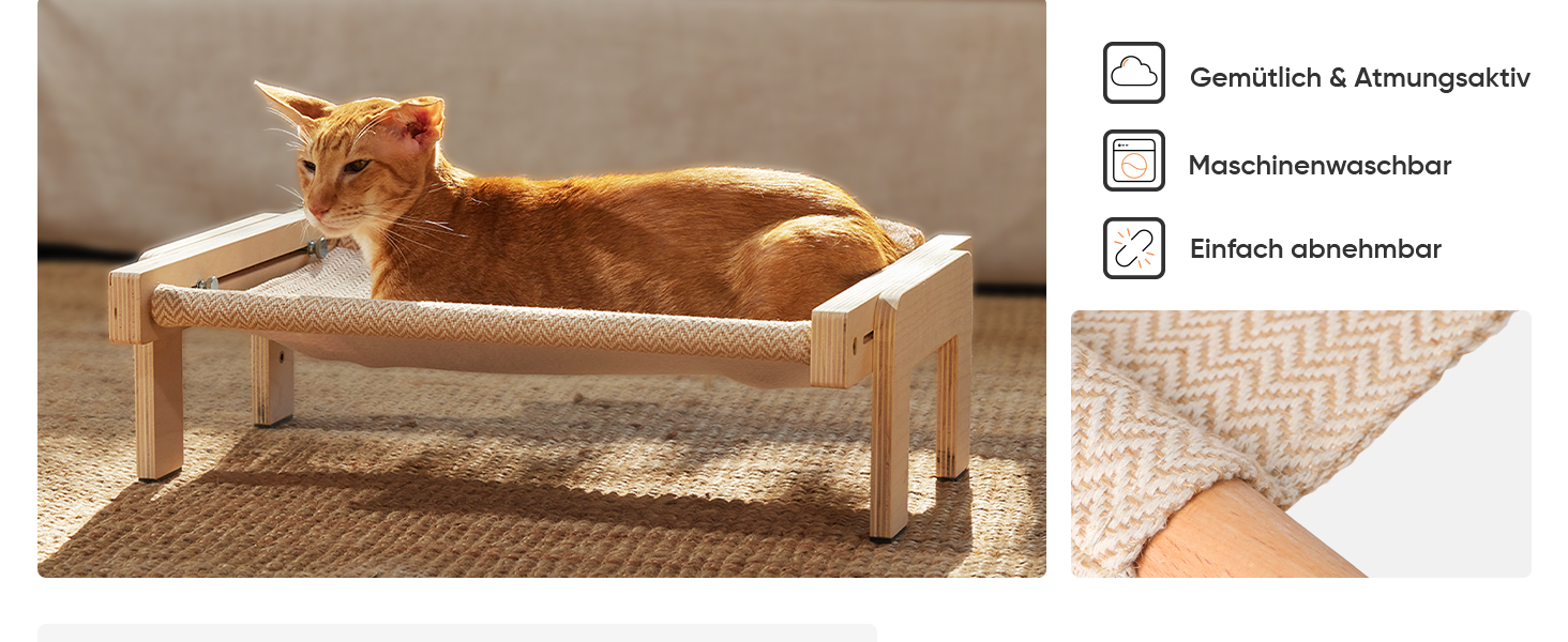 Підвісна лежанка для котів FUKUMARU, лежанка на підвіконник та підлогу, для великих котів, міцна конструкція з дерева та металу, трансформована лежанка, легка у збиранні, бежева