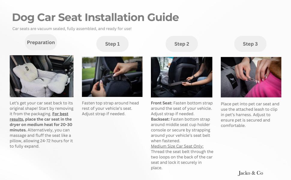 Автокрісло для собак JACKO & CO Premium - сіре, для маленьких та середніх тварин до 15,9 кг, з підстілкою, поводок та кишені, водовідштовхувальне