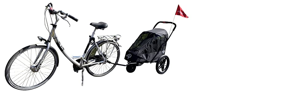 Petique Breeze - візок для собак великих порід, чорний, з повітряними колесами, трансформується у велопричіп, 1 шт.