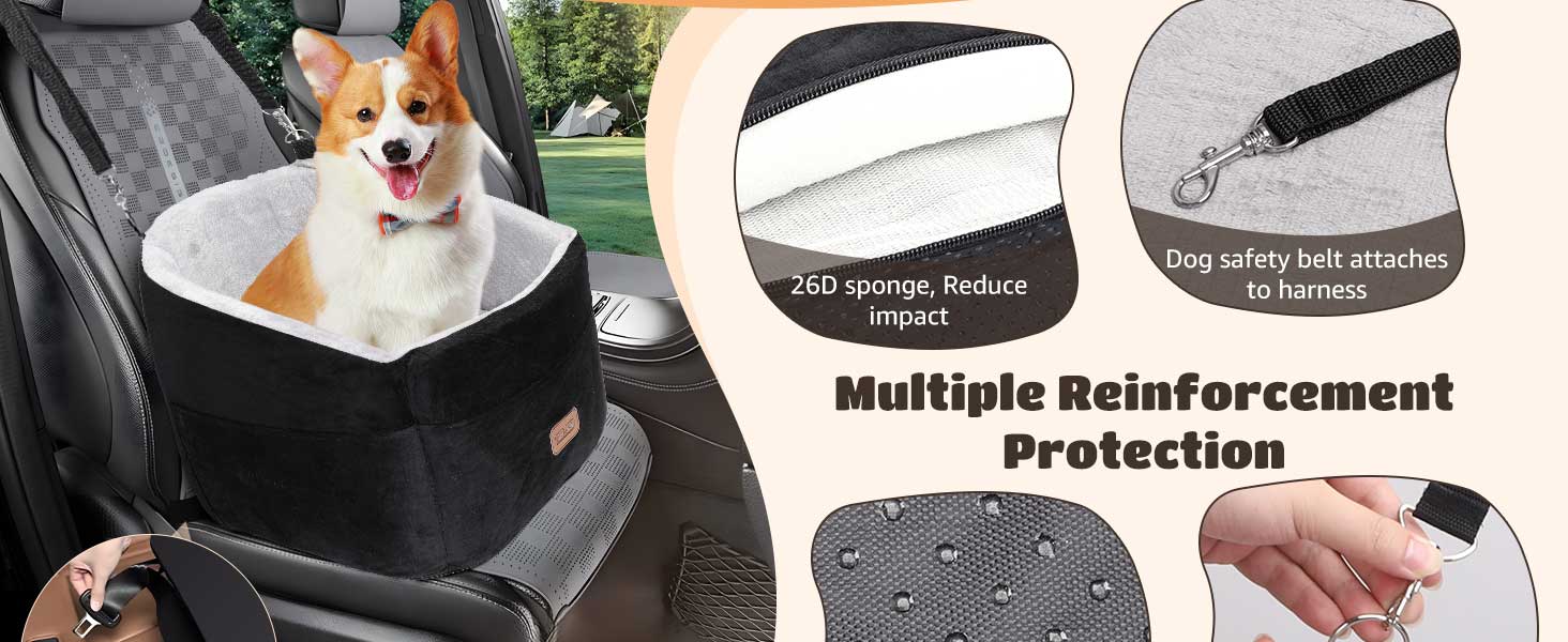 Автокрісло для собак Nobleza до 13 кг, 50x50x40 см, з підняттям, кишенями та поводок