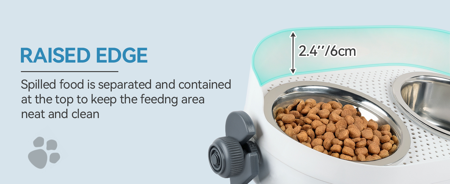 Підвищений годівниця для котів ALL FOR PAWS - 3-рівневий регульований підставка для мисок з 2 мисками з нержавіючої сталі (350 мл кожна), антиковзаюча та захищена від розливання, підходить для кошенят, середніх та великих котів (56 * 30 * 20 см)