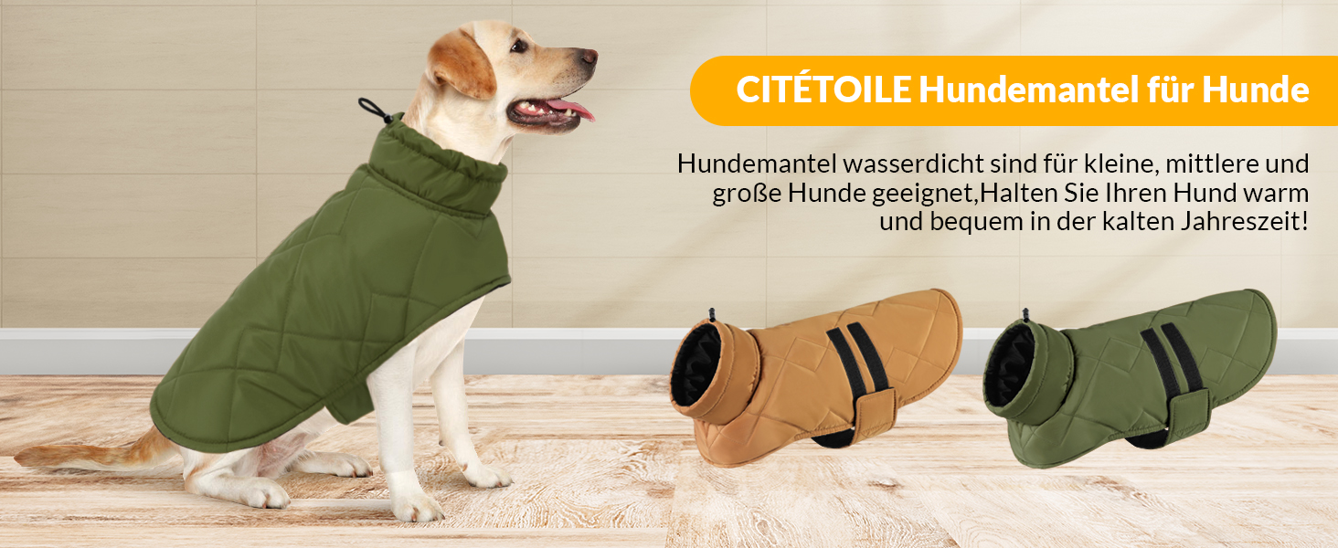 Зимовий одяг для собак великих порід: тепла куртка для такси, бульдога - вітронепроникна для дому та вулиці, кемпінгу, походів, 3XL, зелена