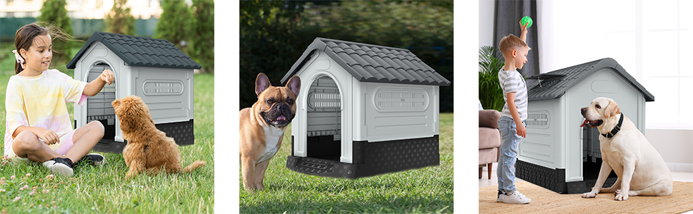 NAIZY Будинок для собак з дахом-люком, 80x71 см, PP, для внутрішнього та зовнішнього використання, зимостійкий, вентильований, XL