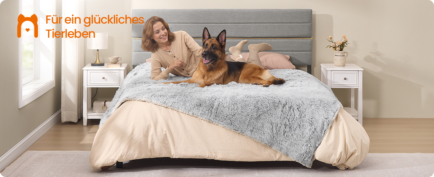 Водонепроникний килимок для собак Feandrea з довгим плюшем, XXXL (229 x 203 см), Sherpa, двосторонній, для собак, людей, котів