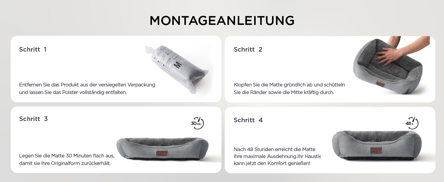 Ліжко для кота BEDSURE, 51x41 см, сіре. Зручне ліжечко для кота та маленьких собак з неслизьким дном та м'яким бортиком. Підходить для дому.