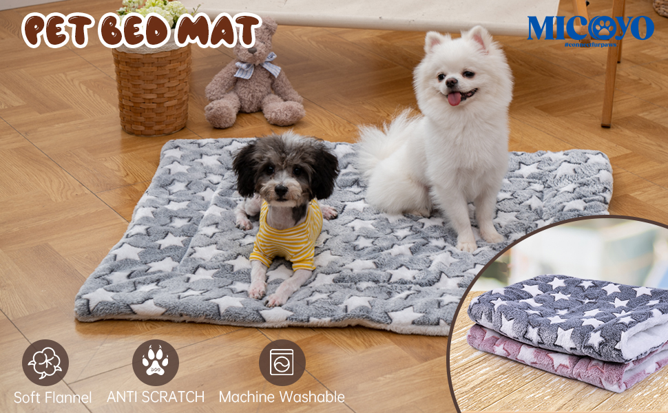 М'який лежак для собак та котів MICOOYO 2 шт. – лежанка-матрац з флісу (69*52 см), сірий