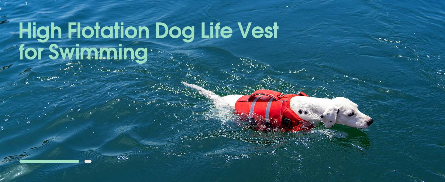 Жилет рятувальний для собак великих порід Kuoser, червоний XL. Рятувальний жилет з ручкою та світловідбиваючими елементами, регульований, покращений плавучість