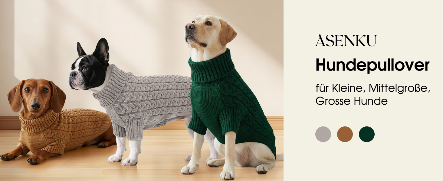 Теплий зимовий пуловер для собак S, ASENKU, з отвором для повідка, з м'якою горловиною, для Чихуахуа, Французького бульдога, зелений