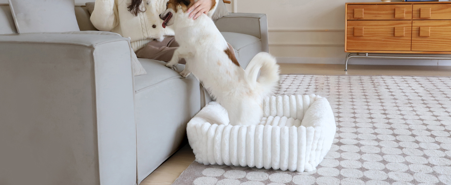 Килимок для котів XIAPIA з м'якою тканиною, 50x48x15 см. Ортопедичний лежак для котів та маленьких собак, білий.