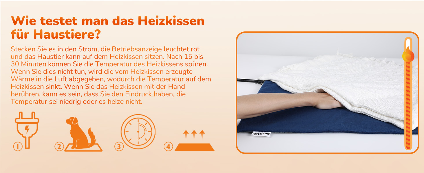 Електричний килимок для тварин Pecute, 40x50 см - зі стабільною температурою, для собак та котів