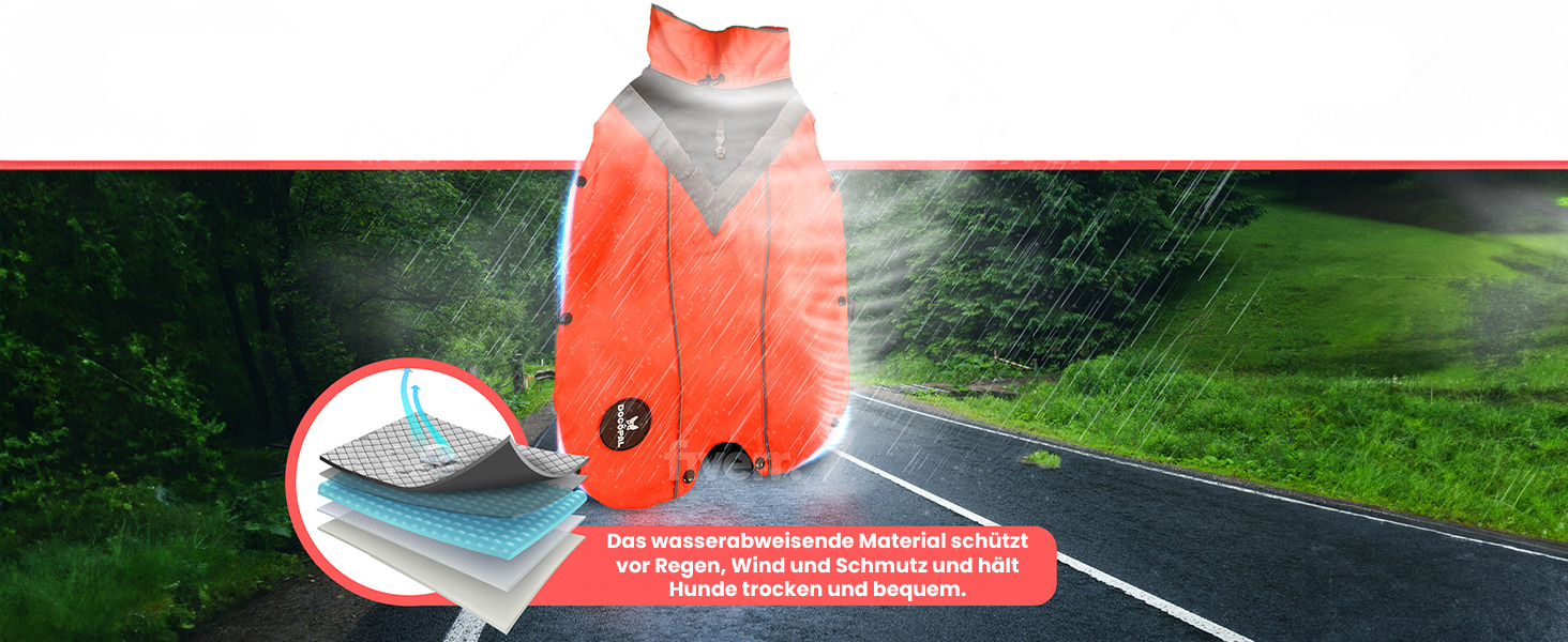 Водонепроникний дощовик для собак з винімним флісовим підкладкою, розмір L, помаранчевий