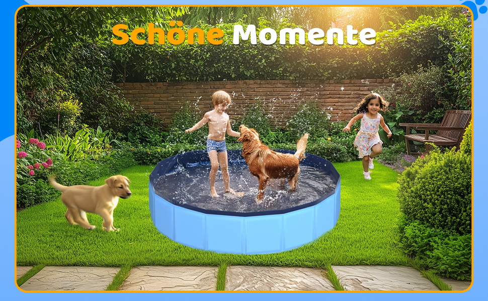 Складний басейн для собак CACSPS, 221 x 30,5 см, дитячий басейн з жорсткого пластику, неслизька ванна для собак на вулиці, задній двір, складний басейн для собак, дітей, домашніх тварин (Актуалізований, блакитний, 120 см)