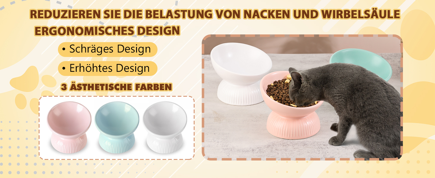 Підвищена годівниця для котів з кераміки - нахилена миска проти блювоти для котів - 280 мл, діаметр 15,5 см, біла