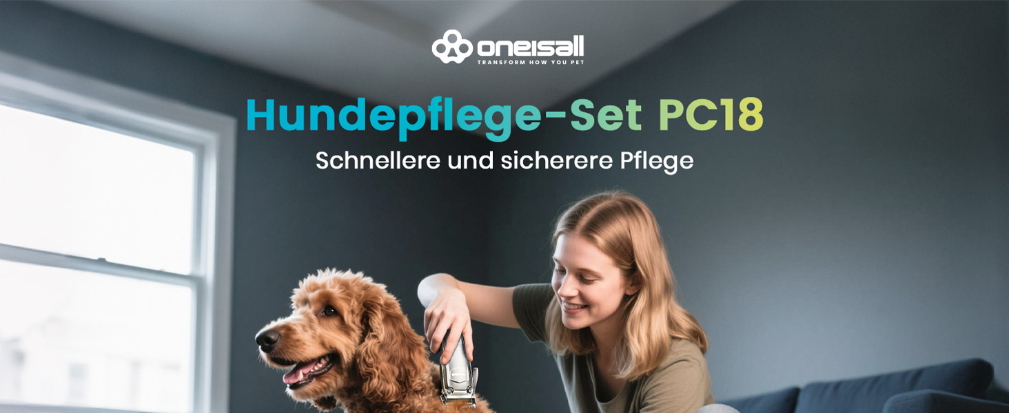 Машинка для стрижки собак з довгим та густим хутром Oneisall Profi Leise: професійна модель з нержавіючою сталею, для собак, котів та коней, час роботи до 4 годин