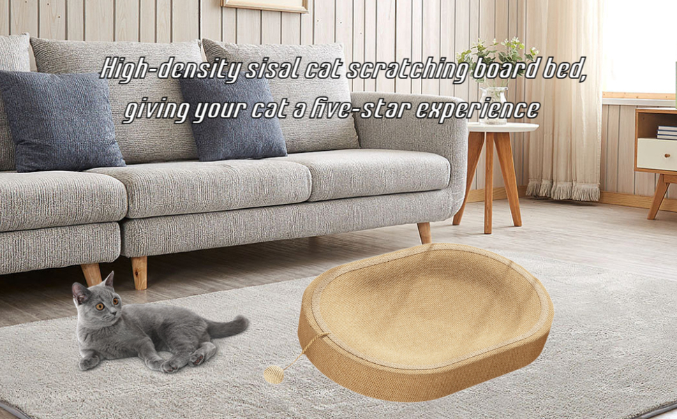 Кігтеточка для котів перфк, лежанка з картону та сизалю, гніздо-крісло, з м'ячиком (колір: коричневий)