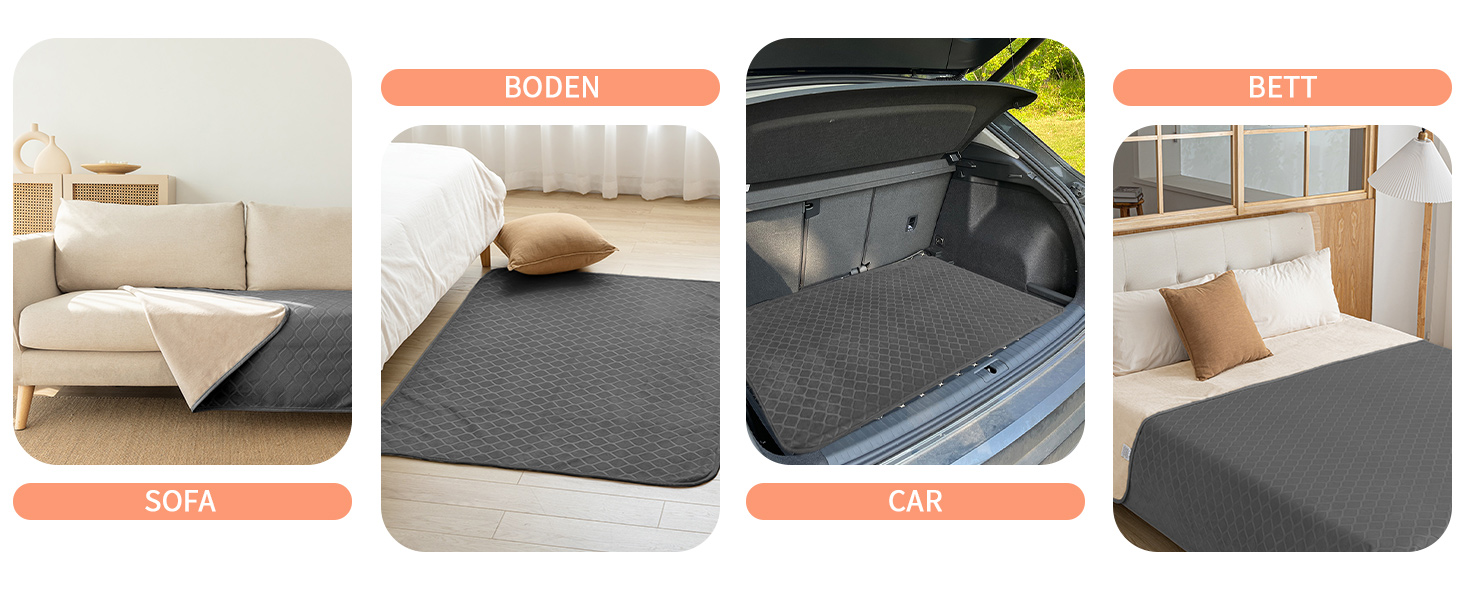 Водонепроникний килимок для собак 80x100 см, Outdoor, миється, для великих собак, м'який, двосторонній, захист дивану, сірий+бежевий, темно-сірий + бежевий