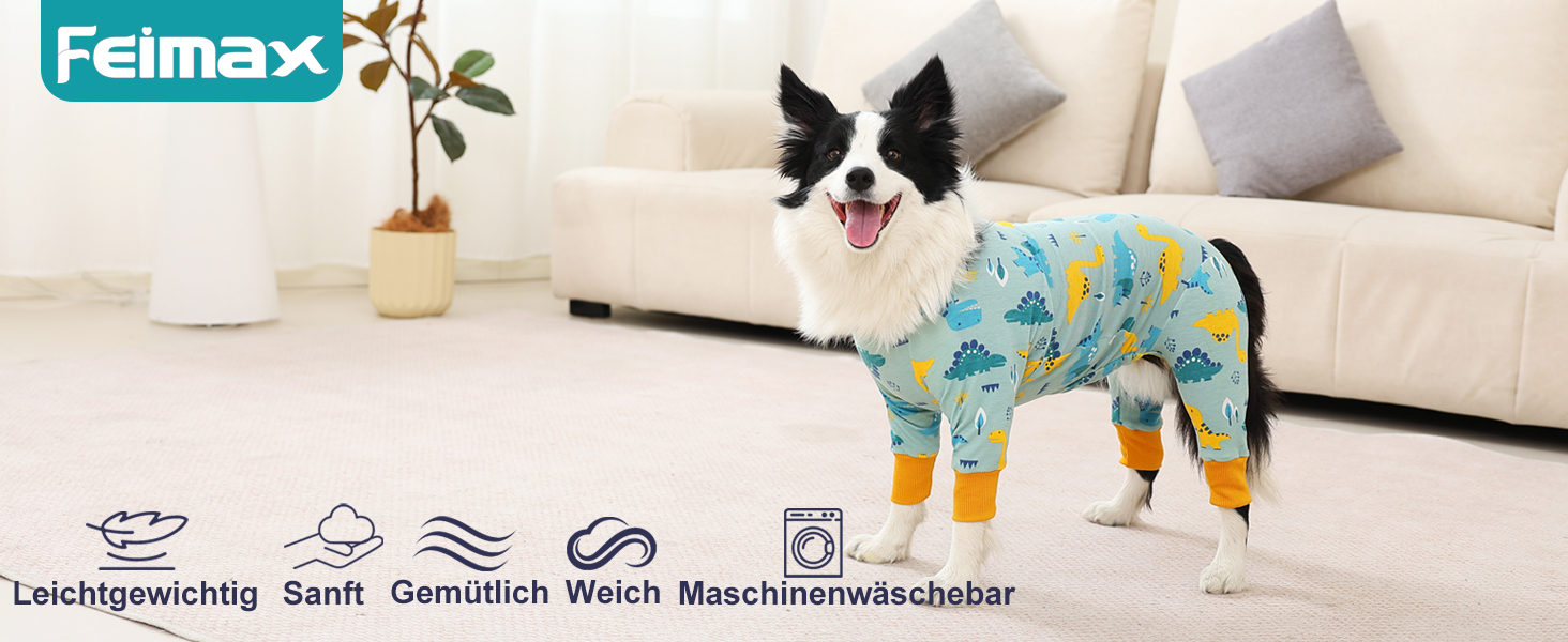Захисний боді для собак після операції FeimaX: захист від лизання, дихаючий, для собак після кастрації (дівчата та хлопці), альтернатива електронного нашийника, для великих та середніх собак, дизайн динозавр
