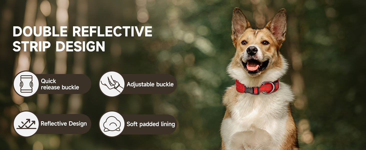 Нашийник для собак EXCELLENT ELITE SPANKER з PU матеріалу, з пряжкою, регульований, для малих, середніх та великих собак, чорний, червоний, синій (RED-L)