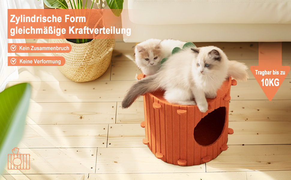 Двоярусна кігтеточка-будиночок для котів з платформою та іграшкою, 60x40x40 см