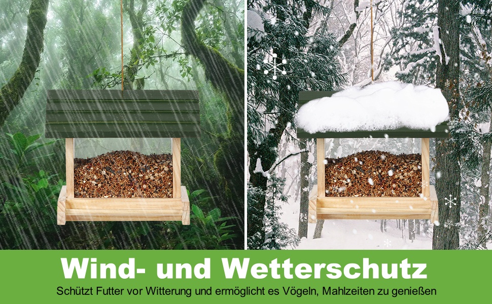 Дерев'яний годівничка для птахів JAZUIHA для дикої природи, годівничка для пташиного корму, годівничка для підвішування з тримачем для м'ясних кульок для метеликів, саду, тераси або балкону