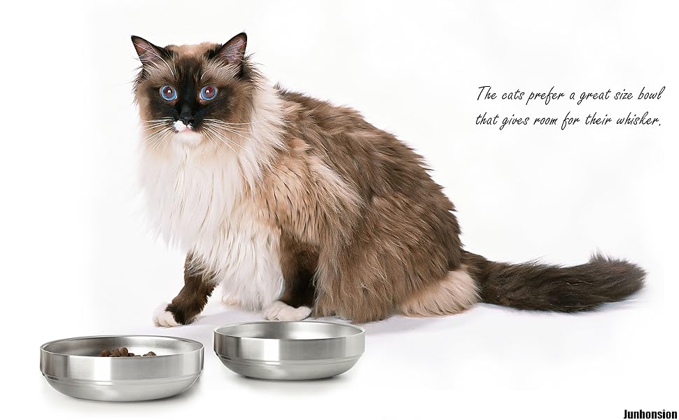 Миски для котів з нержавіючої сталі, широкі та плоскі (2 шт., 15 см)