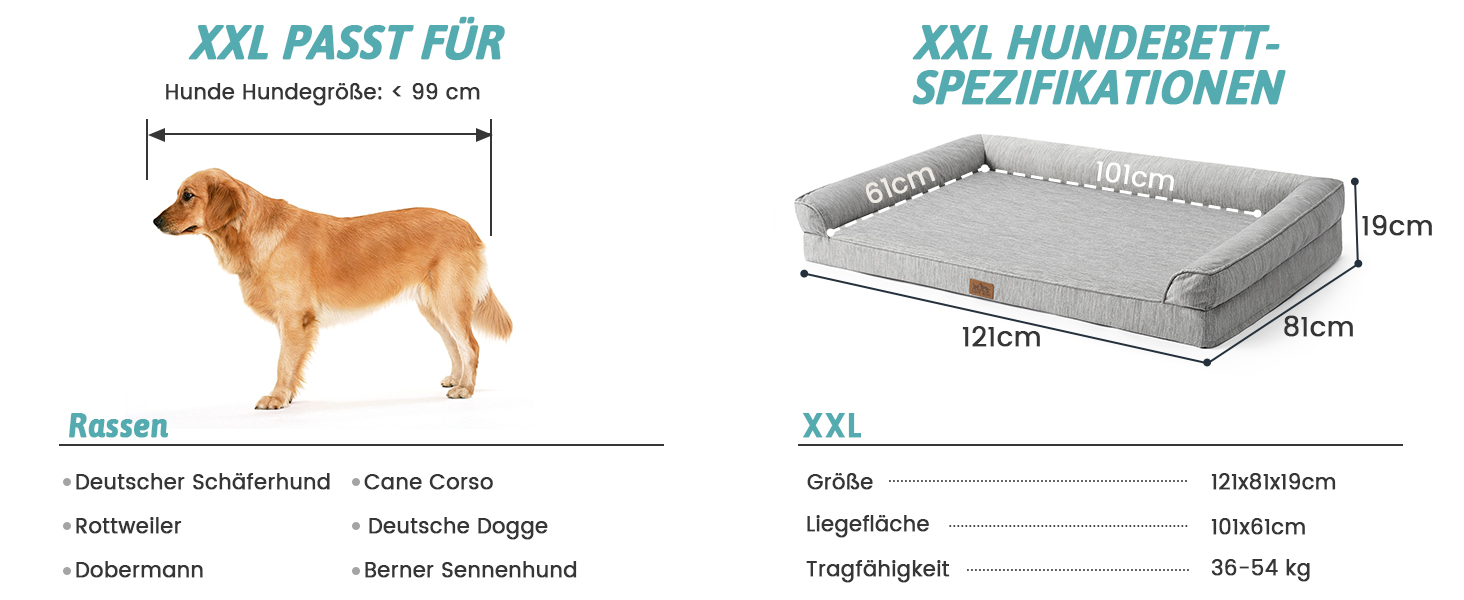 Ортопедичне ліжко для собак COZY KISS XL, 107x76x18 см - ліжко для великих собак з яйцеподібною піною та знімним чохлом