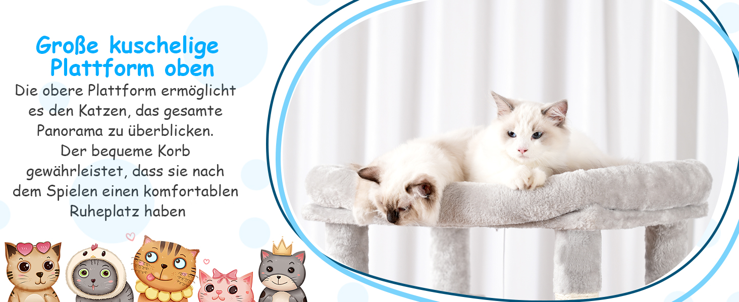 Багатоярусний котячий будиночок Hey-brother Kratzbaum, 175 см, сірий. З платформами, гамаком, печерами, котячими будиночками, дряпалкою та іграшкою. Модель EMPJ037W