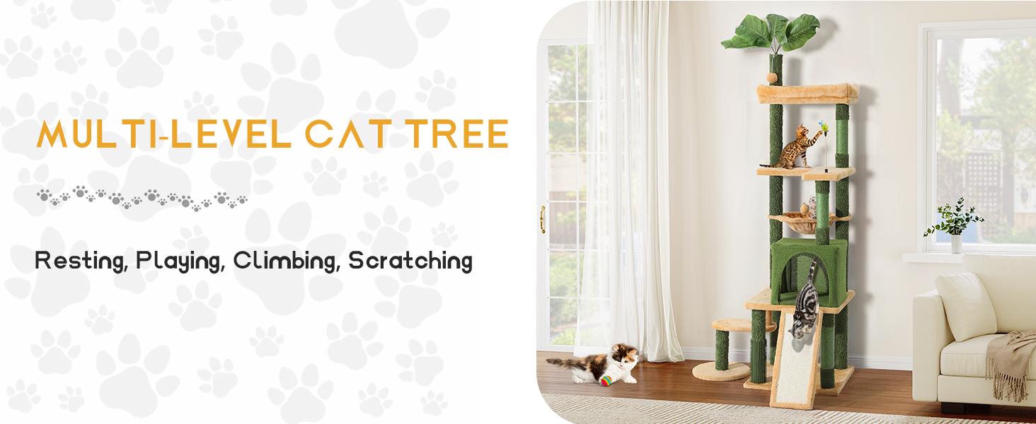 Котячий комплекс YITAHOME з когтеточкою, будиночком та іграшками, 82x74x185 см