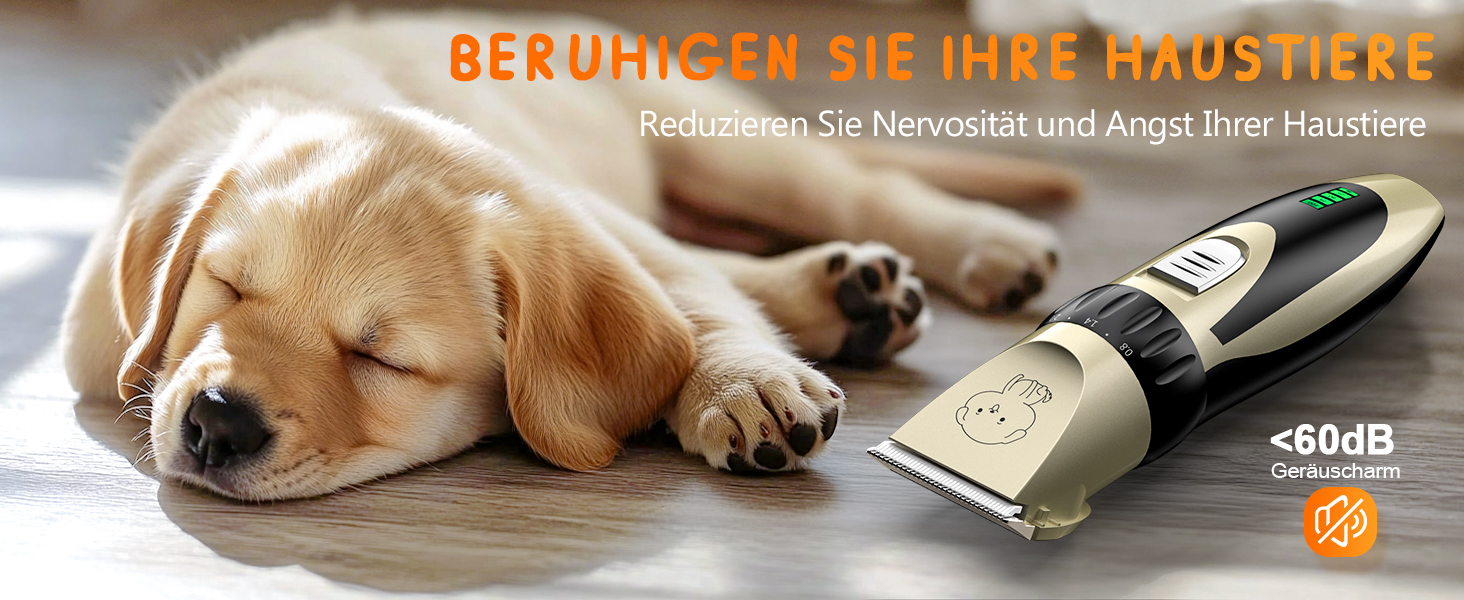 Машинка для стрижки собак та котів YAZ EKY Profi Leise – професійна тиха машинка з 4 насадками, 6500 RPM, для тіла, обличчя, вух та лап, золота