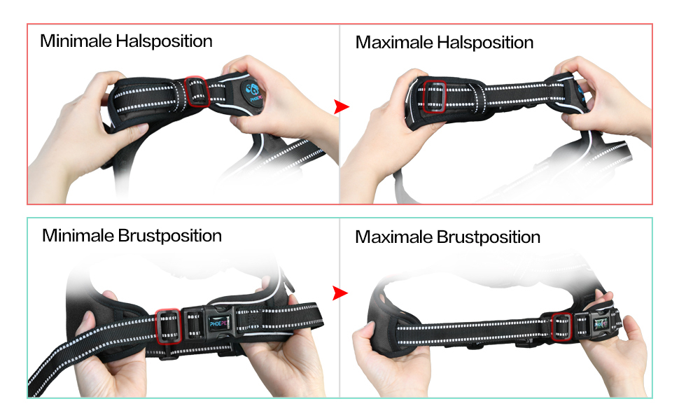 Шлейка для собак PHOEPET No Pull, чорна, L - регульована, з контролем, для прогулянок