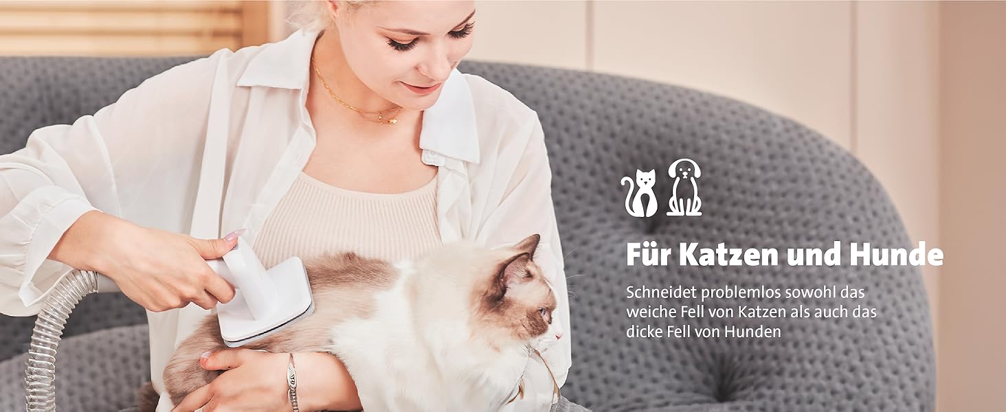 Набір для грумінгу тварин Molly&Cody SAMSON 7-в-1: машинка для стрижки, пилосос для шерсті, 6 насадок. Для собак та котів.