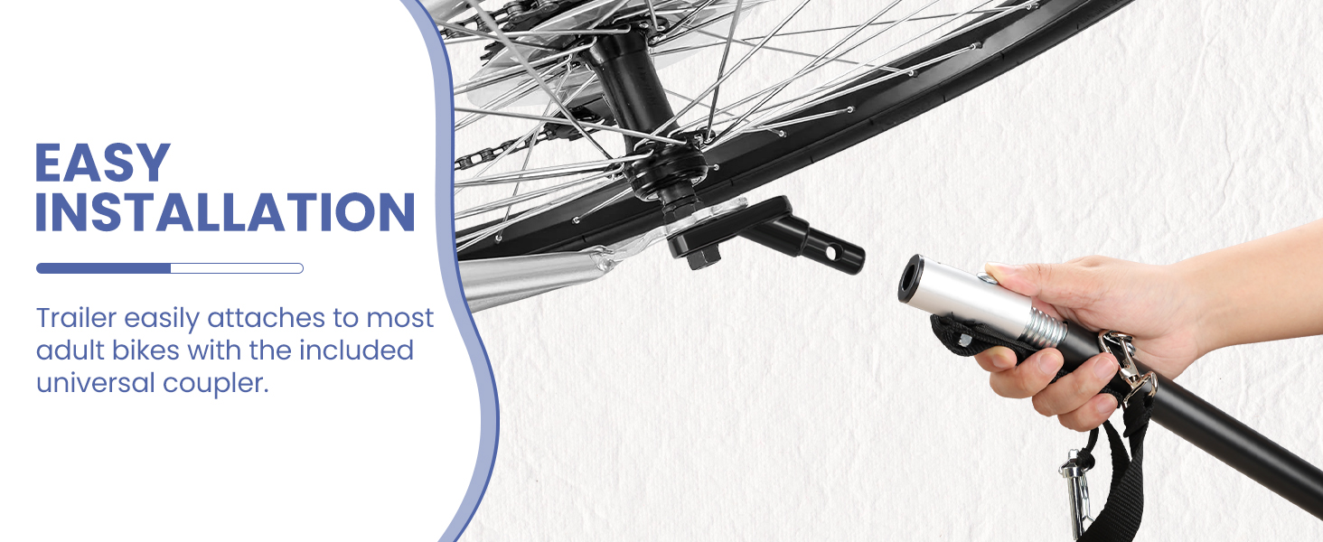 Фаркоп для велосипеда для собак маленьких та середніх порід - до 23 кг, складний, з швидкознімними колесами, чорний