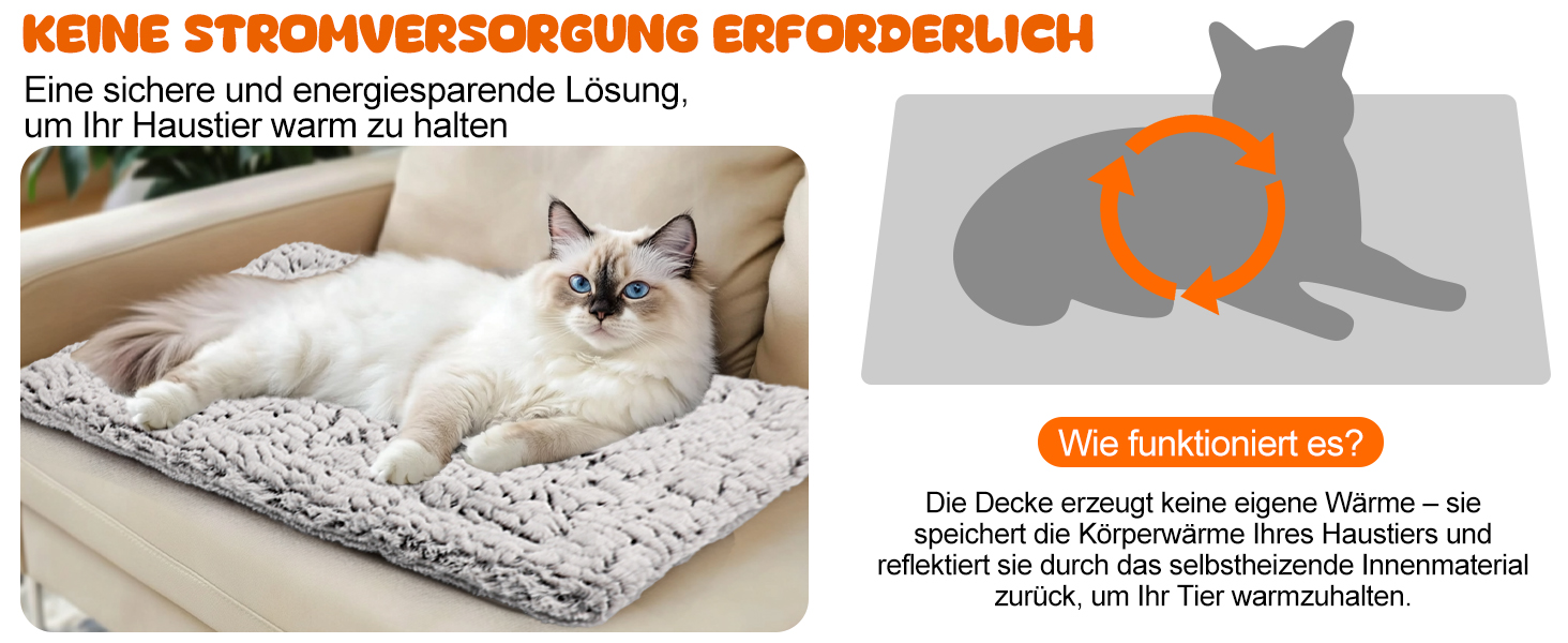 Самогріюча котяча ковдра 70 x 48 см: тепла та зручна підстилка для котів та собак, м'яка та неслизька, для дому та вулиці, можна прати