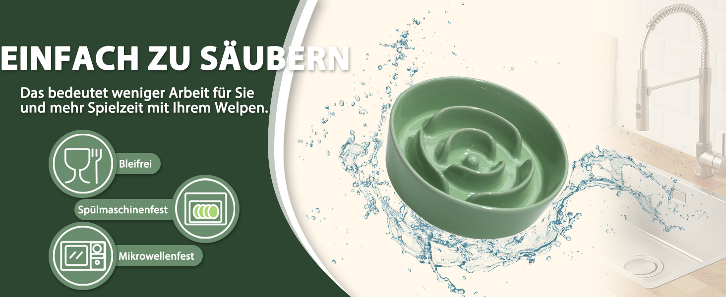 Миска для собак Antischlingnapf Keramik Erhöшена - керамічна миска для собак на бамбуковому підставці - миска для повільного годування - для маленьких та середніх собак - біла - діаметр 17 см