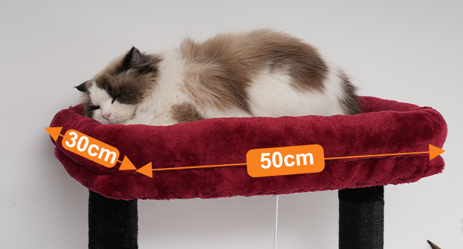 Котячий дряпак Heybly 200 см, багатоярусний, 11 стовпчиків, великі платформи, 2 кошики, гамак, будиночок, ігрові м'ячики, чорний+червоний