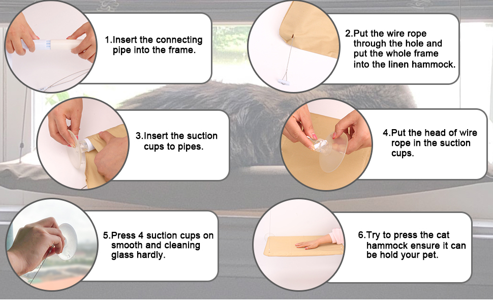 Крісло-гамак для котів JinRui-T на вікно, безпечне сонячне ліжко, міцні присоски, кріплення на вікно, до 13,6 кг (Хакі)