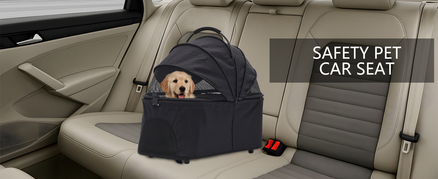 Візок для собак Siairo 3-в-1, чорний: візок, переноска, автокрісло, до 20 кг