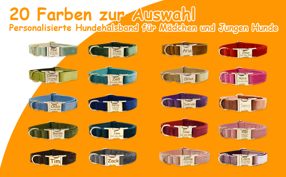Персоналізоване собаче ошийник з металевою застібкою, двостороннє оксамитове обплетення з іменем та номером телефону, регульовані розміри для собак маленьких, середніх та великих порід