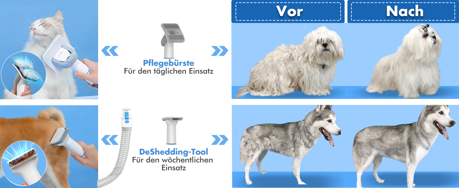 Машинка для стрижки собак Neakasa P2 Pro з пилососом, тиха, професійний набір для грумінгу домашніх тварин, 5 насадок для собак та котів, блакитна