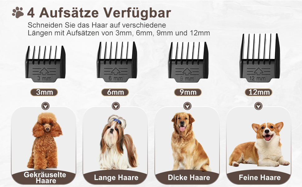 Гімрас 6-в-1 професійна машинка для стрижки собак з набором ножиць, 7000 об/хв, тиха, акумуляторна, для густого хутра, 4-в-1 триммер для лап, срібна