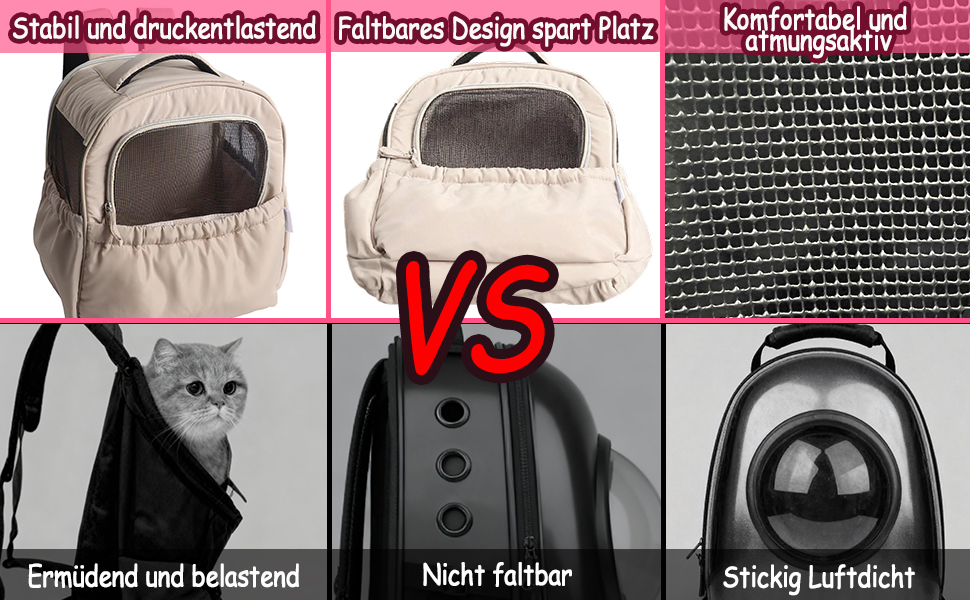 Розширювана переносна коробка для котів – складана переноска для котів та маленьких собак до 6 кг, легка переноска та сумка для собак, дихаюча та компактна переноска, світло-сіра (бежева)